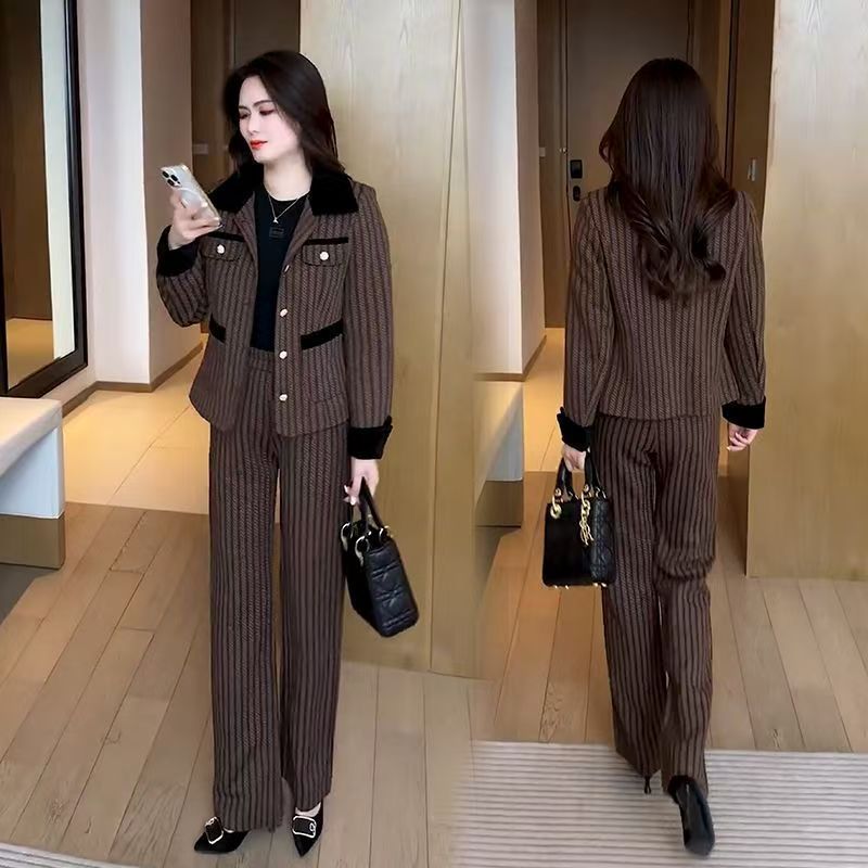 🔥【Chaqueta + Pantalones】☃️Traje de mujer moderno, diseño de pantalón ancho, excelente efecto modelador, conjunto dos en uno.