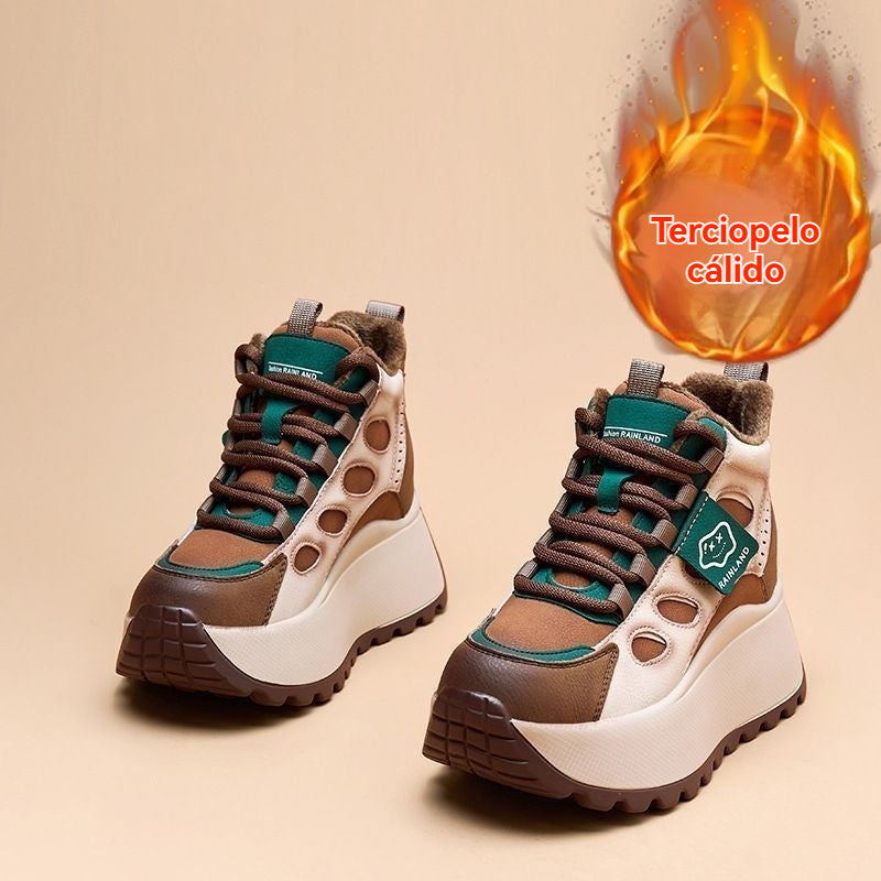 👟Nuevas zapatillas deportivas altas de invierno para mujer con pliegue.