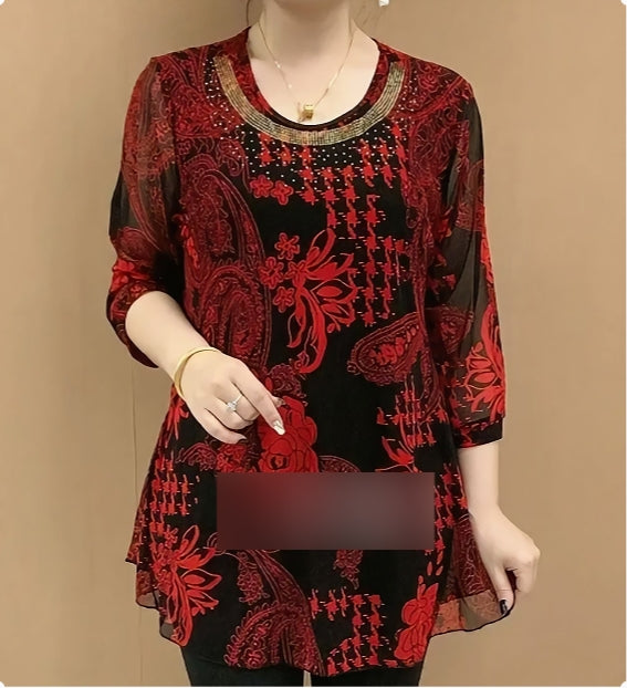 šćXL-6XLćCamisa de verano nueva 2025, elĆ”stica y suelta, que cubre el vientre, top