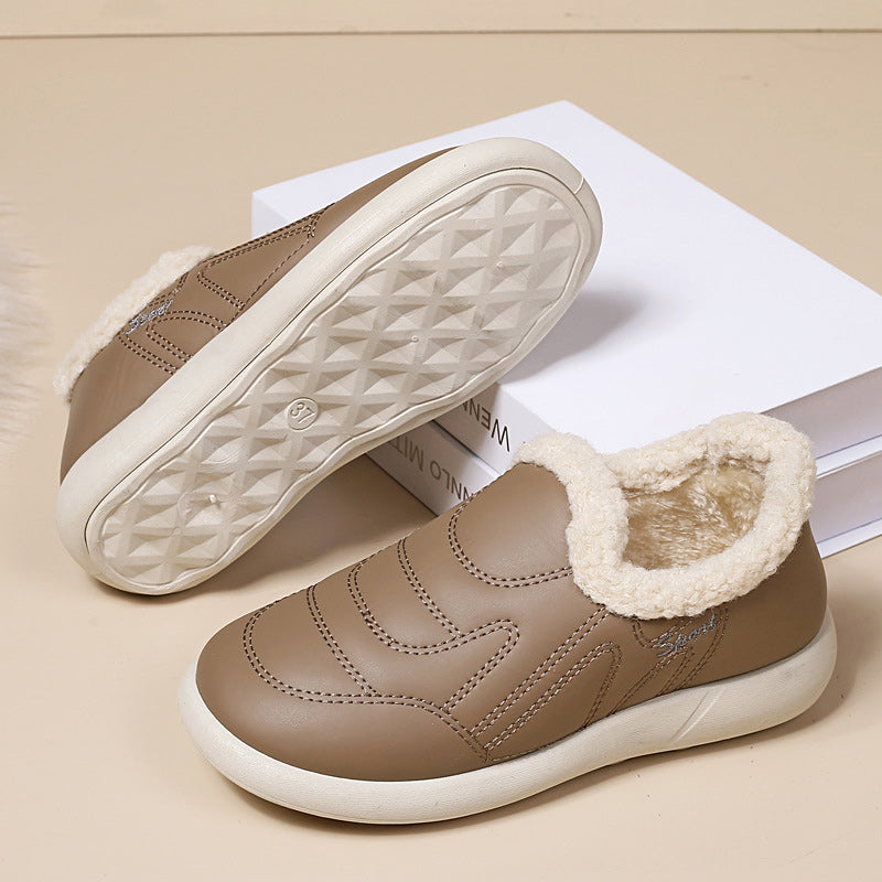 🔥Zapatos de mujer de algodón, confeccionados en piel auténtica, estilo otoño-invierno, con forro polar, cálidos e impermeables.