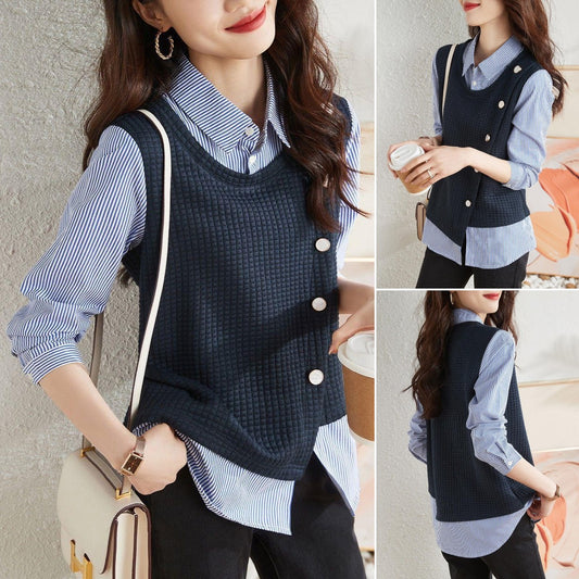 💕【S-3XL】Camisa de manga larga fina irregular de nuevo diseño para mujer