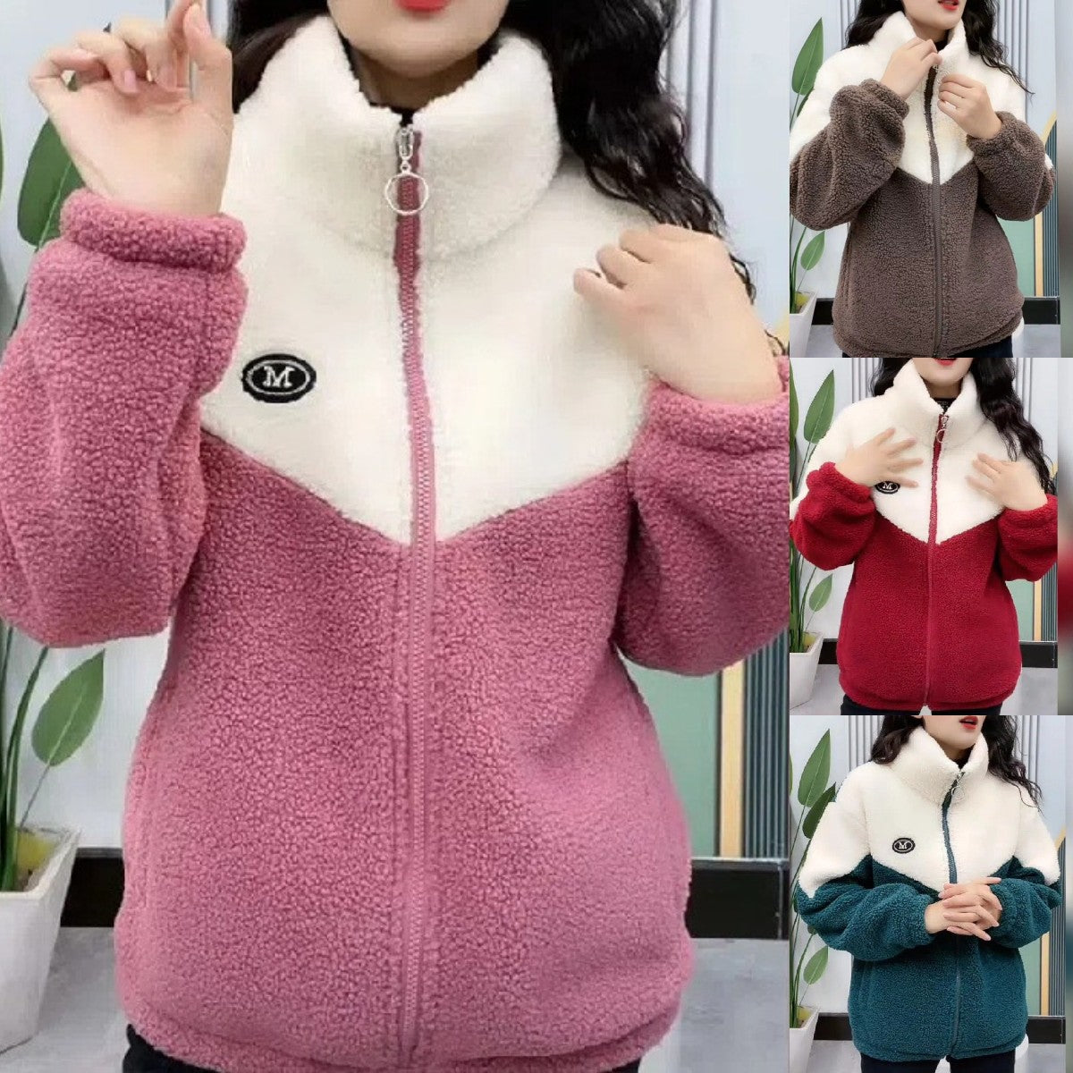 【M-4XL】Chaqueta polar de invierno, chaqueta de algodón, chaqueta de lana de cordero espesada de algodón, chaqueta abrigada