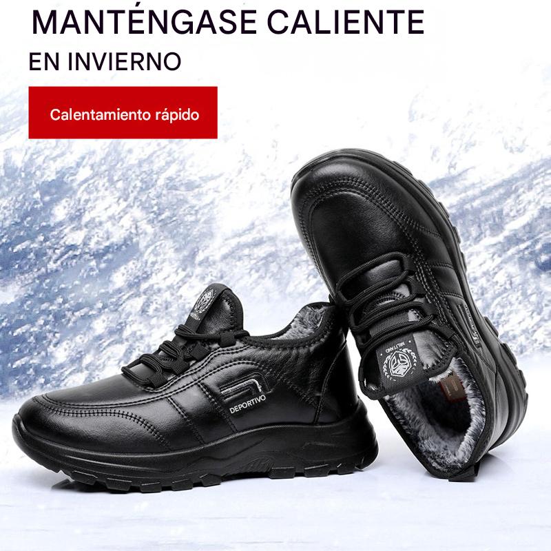 🔥🔥【Zapatos de cuero de algodón con forro polar】Zapatos de algodón cálido de piel de vaca de grano superior, suela suave y antideslizante, zapatos de cuero grueso para personas mayores en invierno.【39-44】