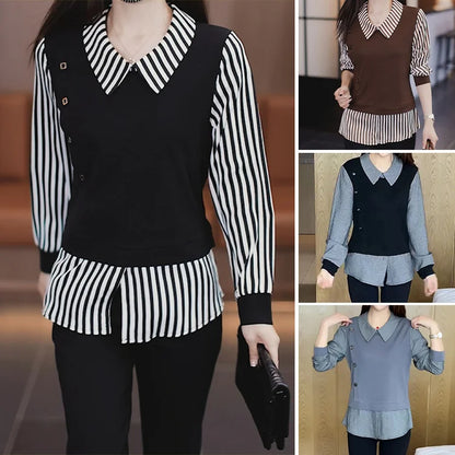 【M-4XL】Nueva camisa otoñal de manga larga de dos piezas, tejido sintético.