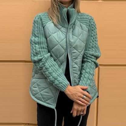 🔥【Último día 50% de descuento】🔥Chaqueta de punto de patchwork para mujer, cálida y acogedora para el invierno.