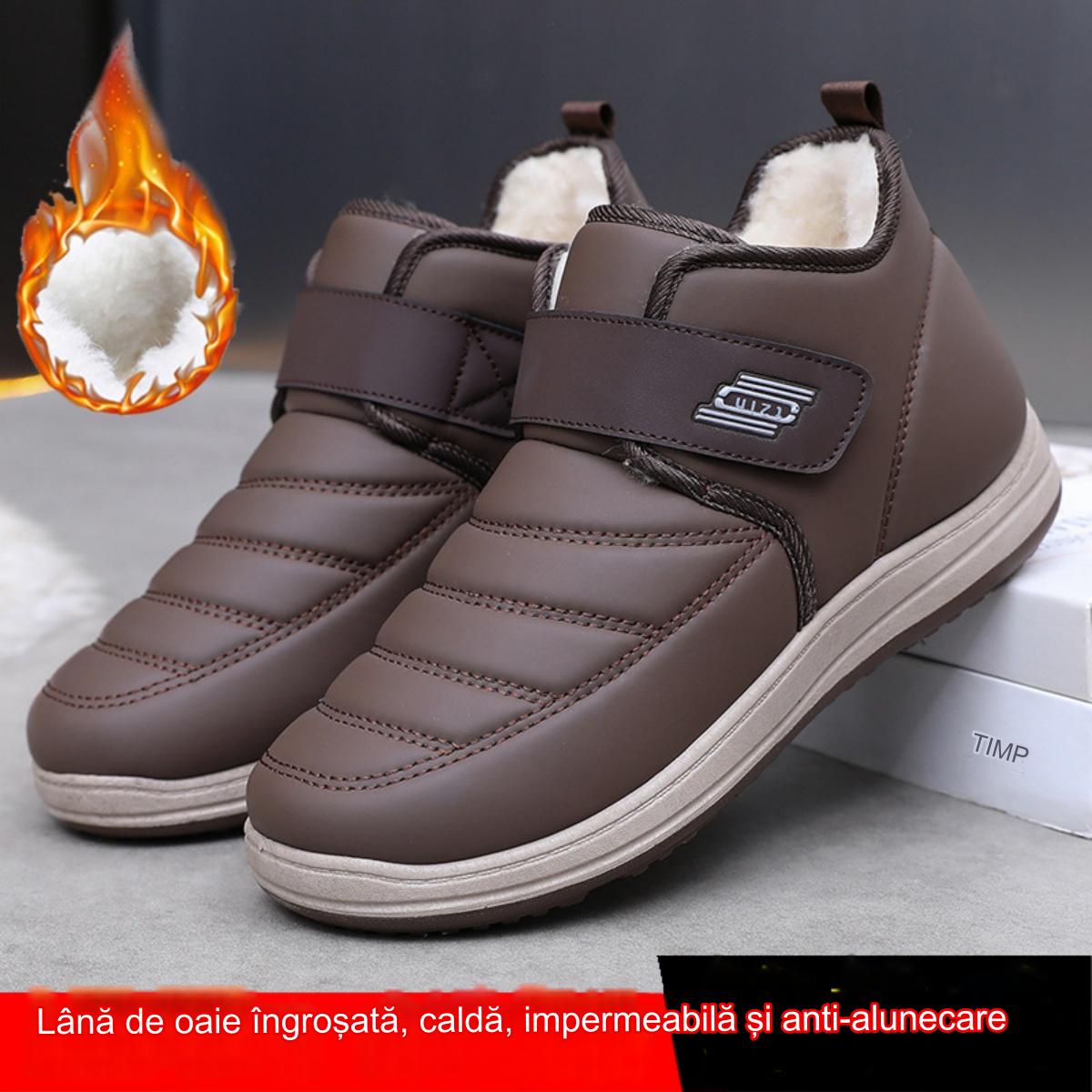 💥【39-44】Zapatos de hombre impermeables y antideslizantes de cuero de terciopelo engrosado de nuevo estilo de invierno