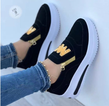 【35-43】Zapatos casuales con plataforma y cremallera lateral para mujer