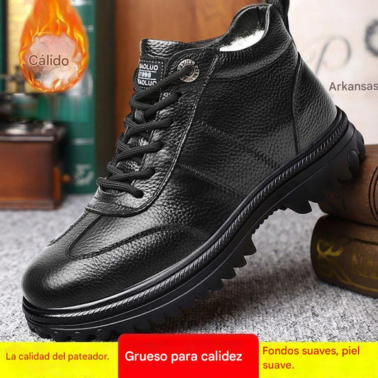 【39-44】Zapatos de invierno para hombre confeccionados en piel gruesa y algodón con forro polar