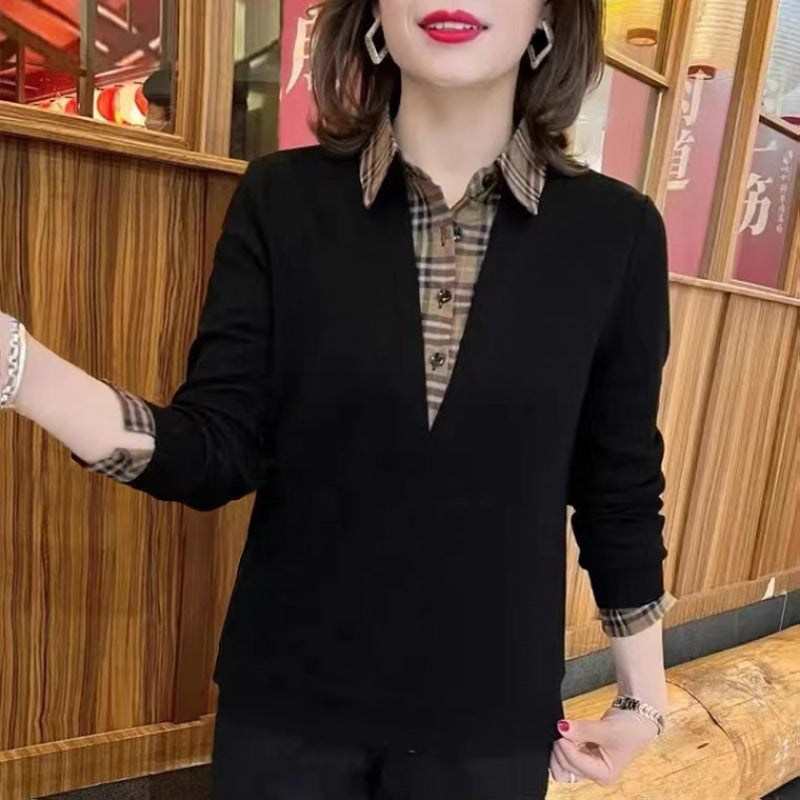 🔥❤️【50-100kg】Nueva camisa de mujer de otoño con cuello a cuadros.