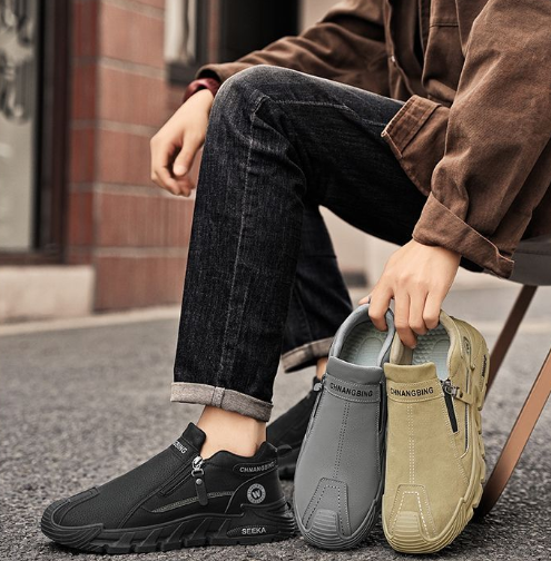 【39-44】⏰ Solo hoy: -50% de descuento  Zapatillas deportivas de hombre 2025 ✨ con cremallera, de moda, para trabajo, deporte al aire libre y protección