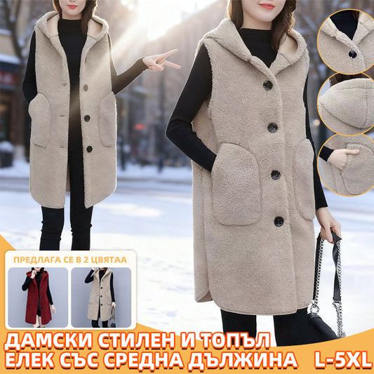 ⛄Nueva llegada de invierno❄ Chaqueta de lana con capucha, largo medio