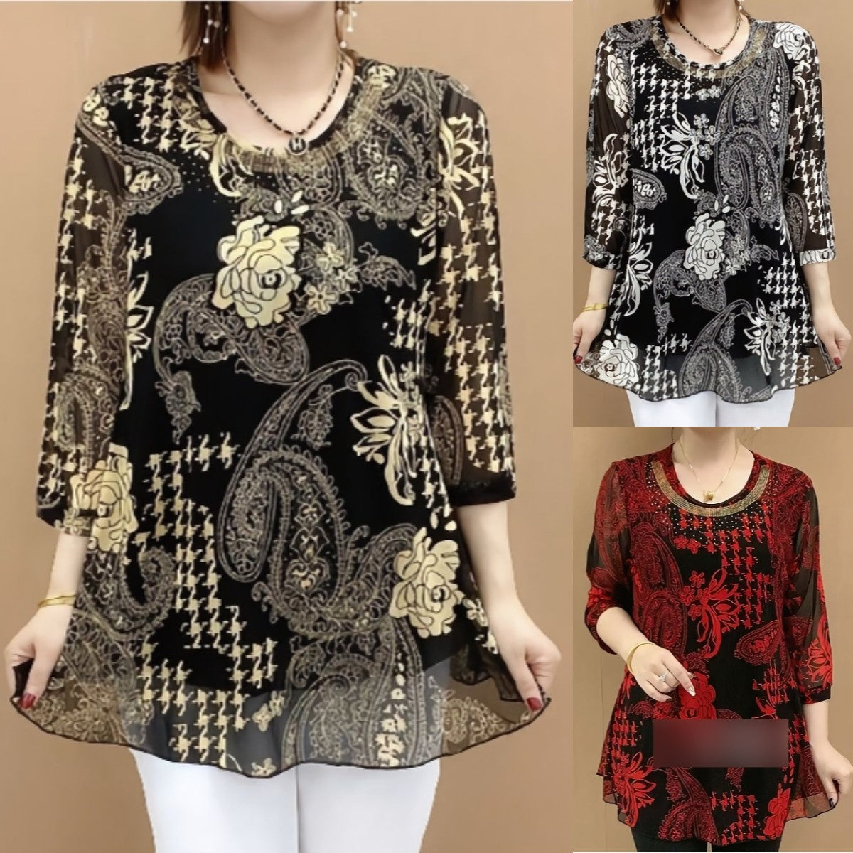 💕【XL-6XL】Camisa de verano nueva 2025, elástica y suelta, que cubre el vientre, top