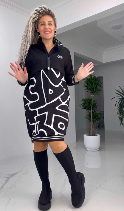 【S-5XL】 Vestido cómodo con cremallera en la solapa 2024