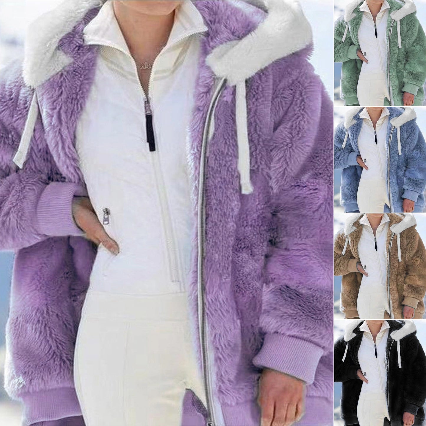 ☃️Descuento por tiempo limitado 39%❄️【S-5XL】Chaqueta de rayas contrastantes de felpa gruesa para mujer 2025