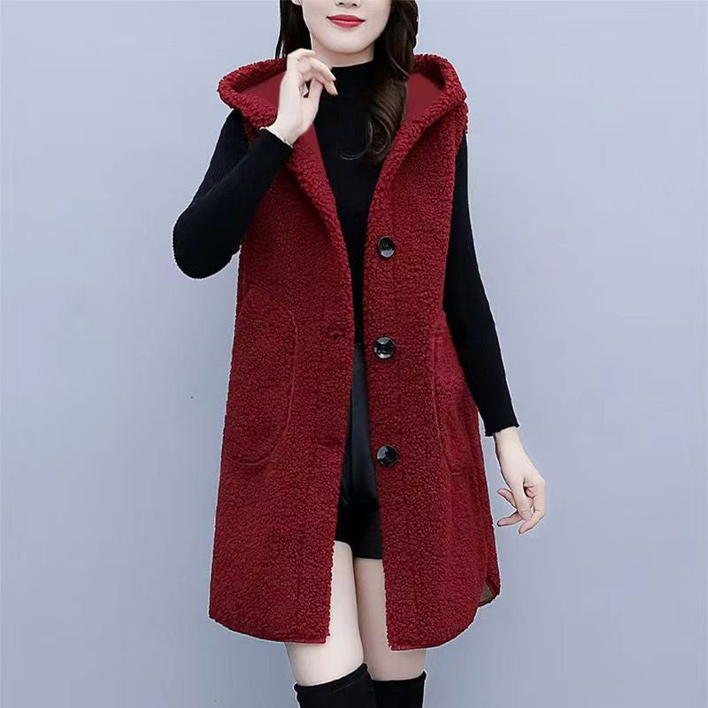 ⛄Nueva llegada de invierno❄ Chaqueta de lana con capucha, largo medio