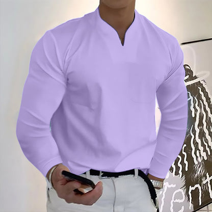 🔥【S-5XL】Camiseta de algodón elástico con cuello en V para hombre