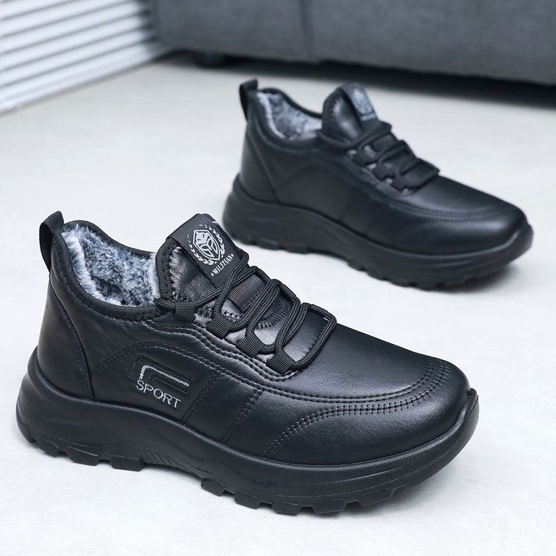 🔥🔥【Zapatos de cuero de algodón con forro polar】Zapatos de algodón cálido de piel de vaca de grano superior, suela suave y antideslizante, zapatos de cuero grueso para personas mayores en invierno.【39-44】