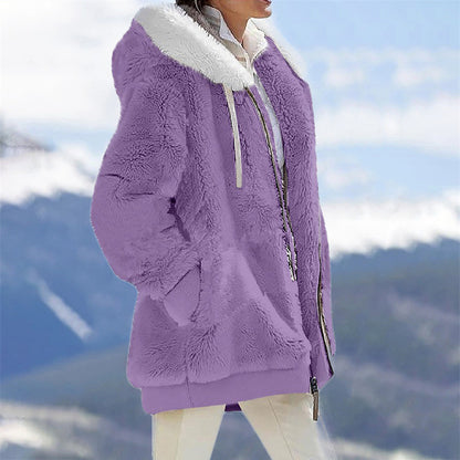 Abrigo largo de polar para mujer para otoño e invierno.