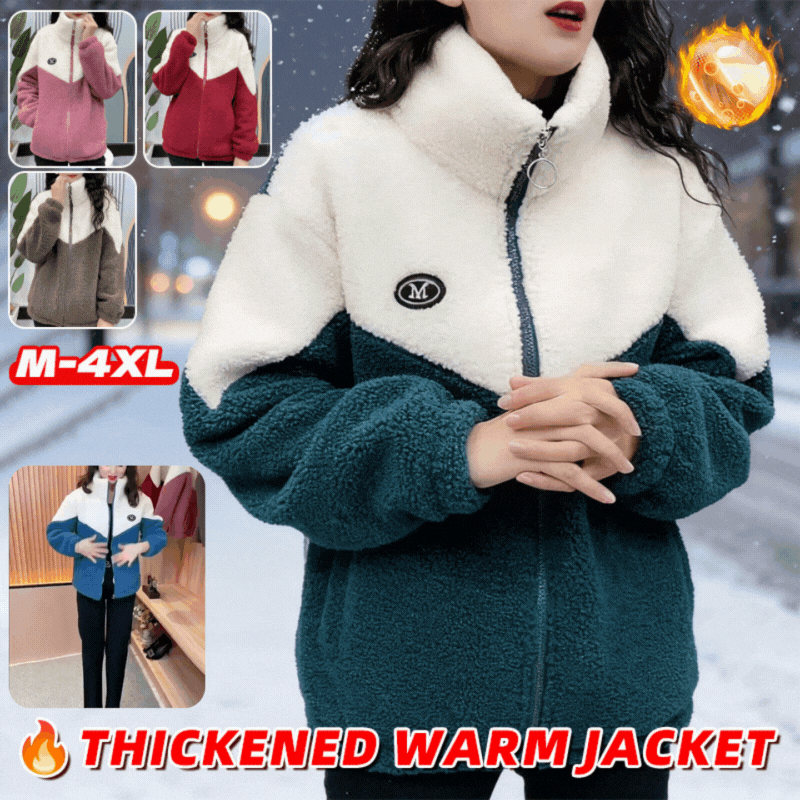 【M-4XL】Chaqueta polar de invierno, chaqueta de algodón, chaqueta de lana de cordero espesada de algodón, chaqueta abrigada