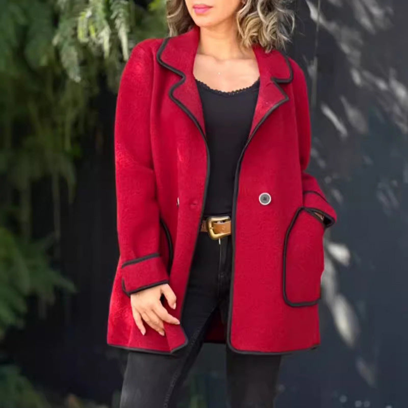 💥【S-5XL】Nuevo abrigo reversible de lana elegante con cuello de traje