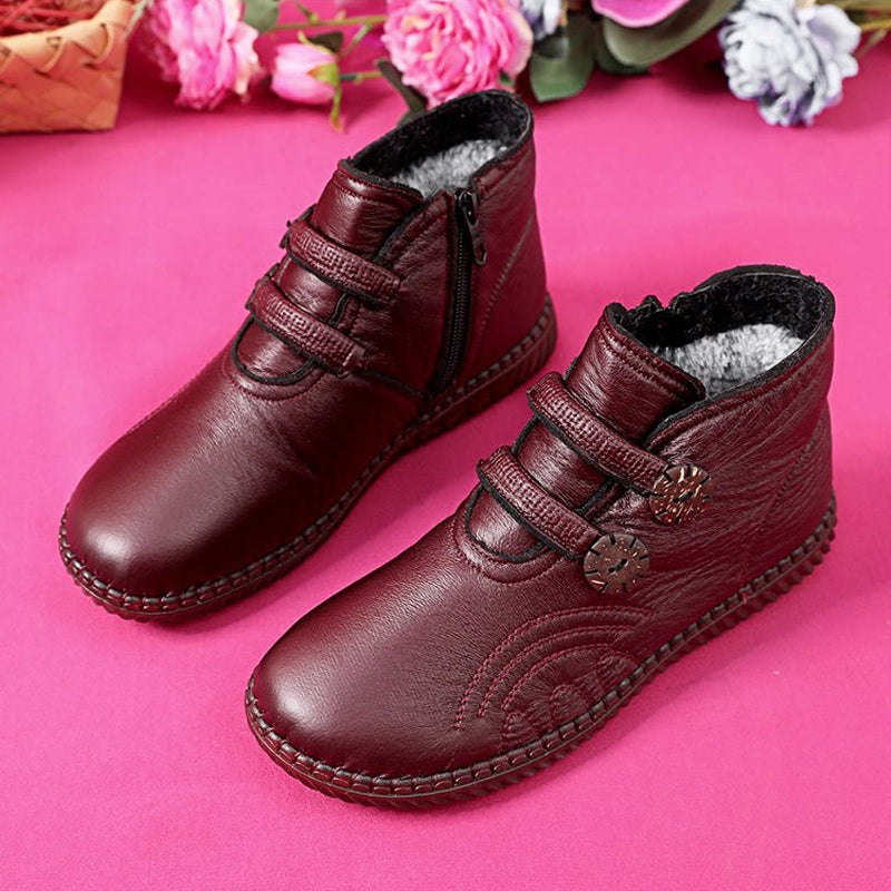 💥【Venta caliente】【35-40】Zapatos de mujer de cuero y algodón, antideslizantes y hechos a mano para otoño e invierno.