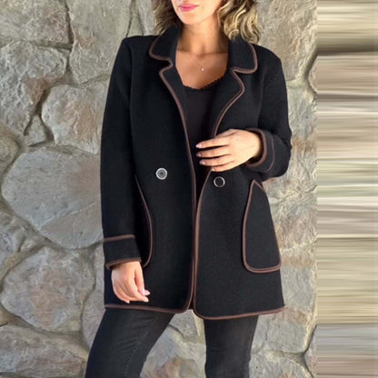 💥【S-5XL】Nuevo abrigo reversible de lana elegante con cuello de traje