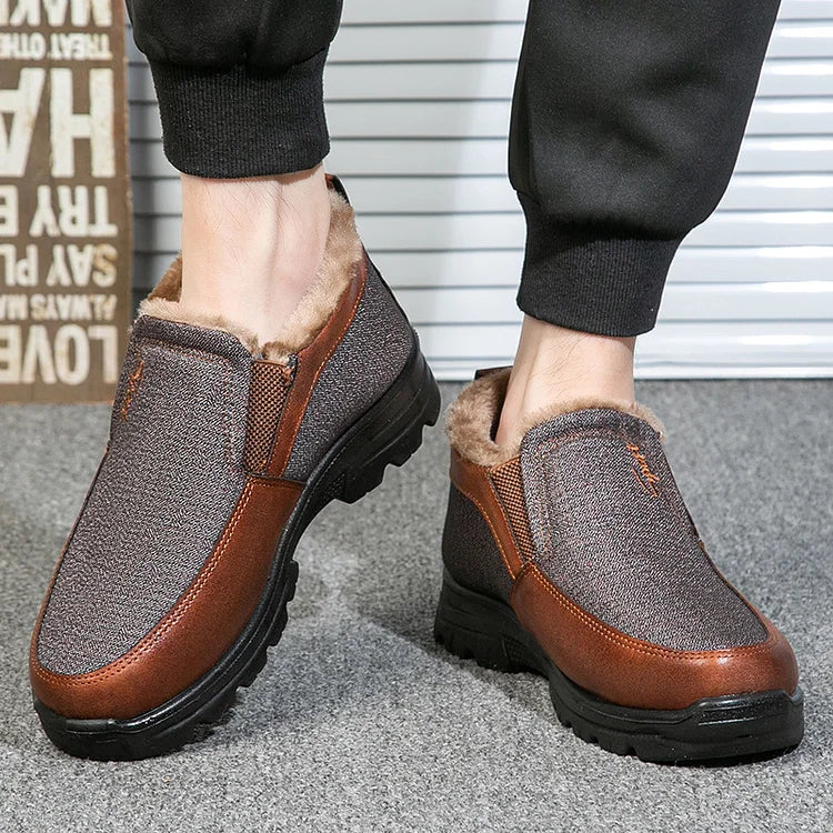 🔥 🔥【50% de descuento】 Zapatos de hombre antideslizantes, cálidos y de suela suave, adecuados para personas mayores.