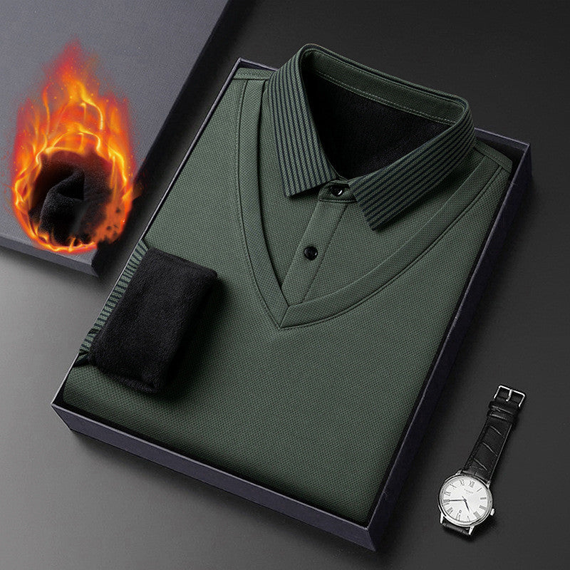 👔[M-4XL]Suéter de dos piezas de chenilla sintética para hombre con terciopelo y engrosamiento para mantener el calor