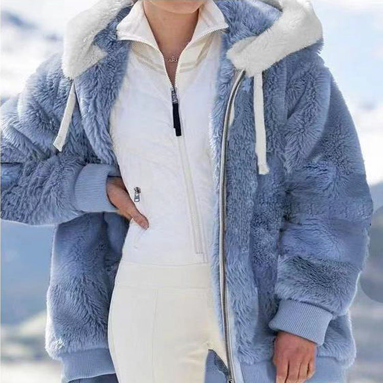 ☃️Descuento por tiempo limitado50%❄️【S-5XL】Chaqueta de rayas contrastantes de felpa gruesa para mujer 2025