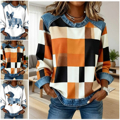 🔥【S-5XL】Nueva sudadera con capucha vaquera de patchwork 2025