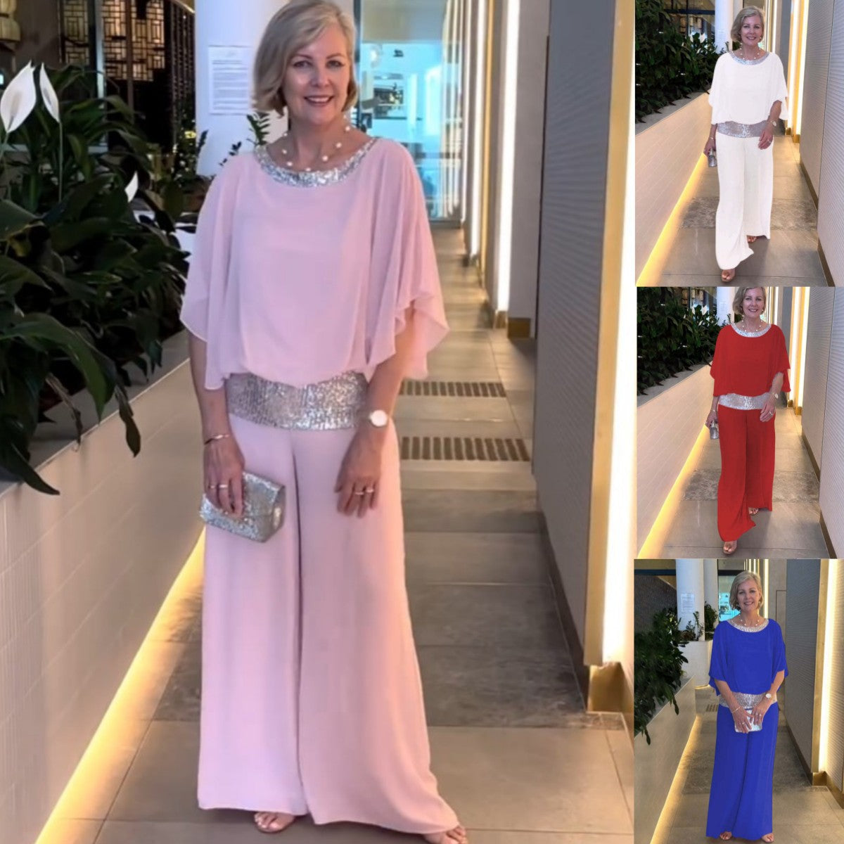 🥰【S-3XL】Nuevo conjunto de pantalones con cuello redondo 2025 y pernera ancha