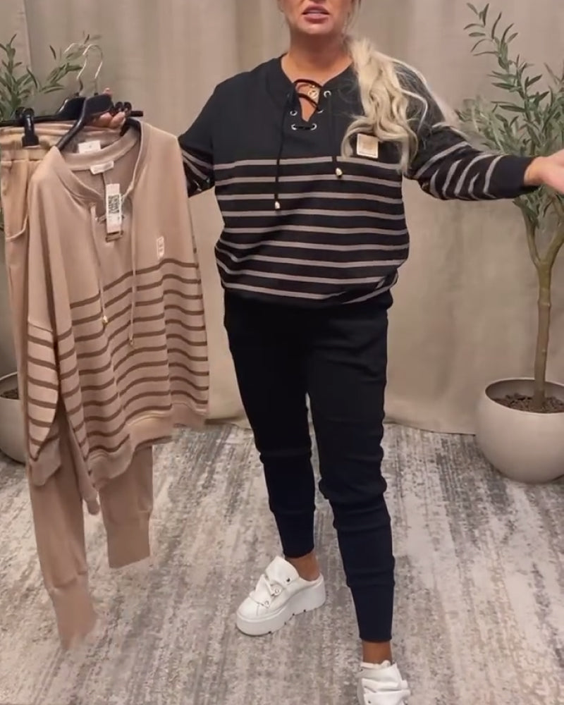 🔥【Blusa + pantalones】Nuevos modelos con descuentos de hasta el 49 % 🔥✨ Chándal de dos piezas con cordones🐏