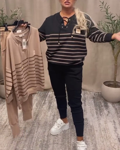 🔥【Blusa + pantalones】Nuevos modelos con descuentos de hasta el 49 % 🔥✨ Chándal de dos piezas con cordones🐏