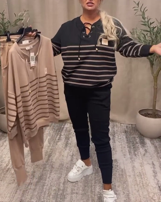 🔥【Blusa + pantalones】Nuevos modelos con descuentos de hasta el 49 % 🔥✨ Chándal de dos piezas con cordones🐏