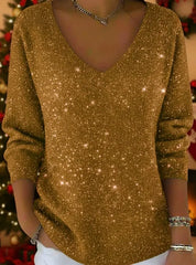 💥👚Jesensko/zimski novi ženski pulover z dolgimi rokavi in V-izrezom za leto 2026=1