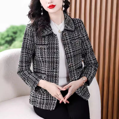 💥【Oferta especial】【L-5XL】Chaqueta de traje con solapa de muesca para mujer, nueva, otoño e invierno