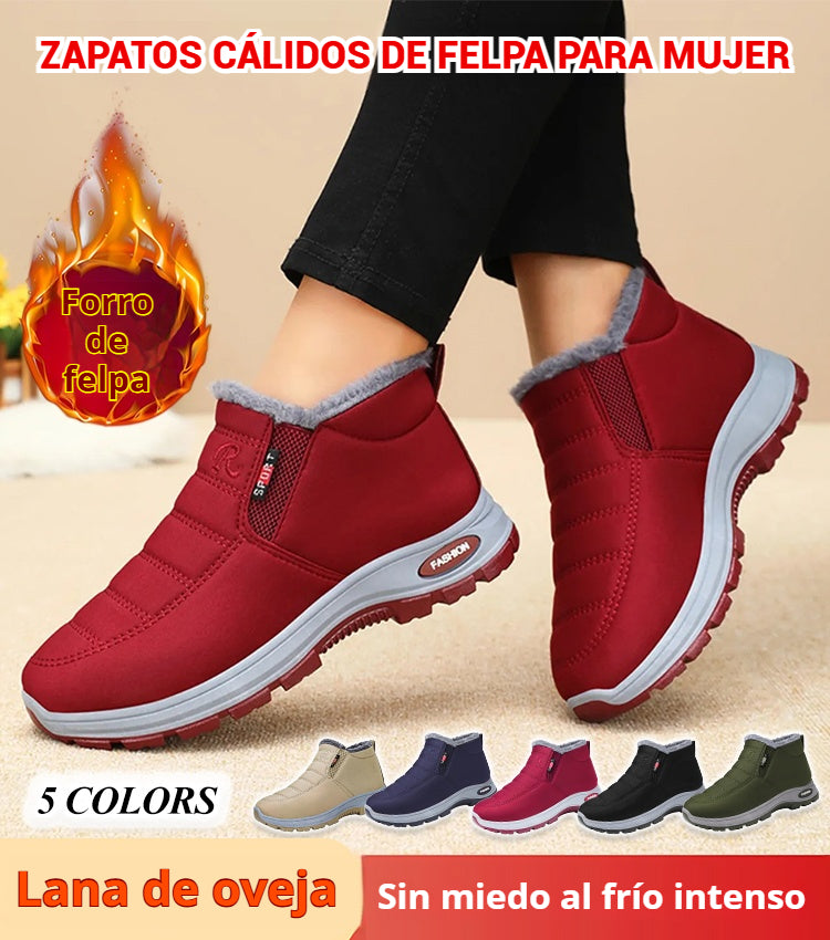 👢【50% de descuento】Botas de algodón para mujer, botas de mujer en tallas grandes/botas de algodón resistentes al frío y cálidas para personas de mediana edad y mayores/botas de nieve gruesas y de terciopelo, botas de mujer con suela alta