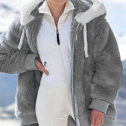 ☃️Descuento por tiempo limitado50%❄️【S-5XL】Chaqueta de rayas contrastantes de felpa gruesa para mujer 2025