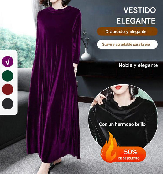 50% DE DESCUENTO 【M-4XL】¡Elegante vestido de terciopelo dorado que irradia un encanto elegante de adentro hacia afuera!