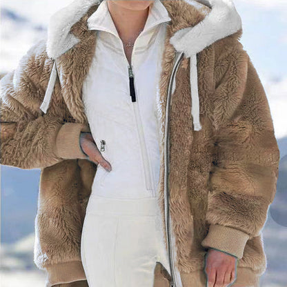 ☃️Descuento por tiempo limitado50%❄️【S-5XL】Chaqueta de rayas contrastantes de felpa gruesa para mujer 2025