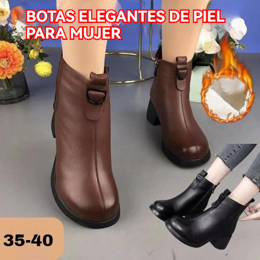 【Hecho a mano en Italia】Botas de mujer elegantes hechas de cuero genuino