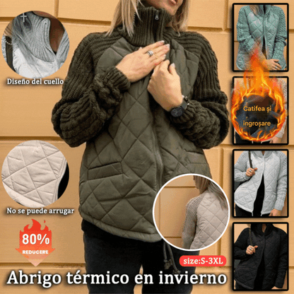 🔥【Último día 50% de descuento】🔥Chaqueta de punto de patchwork para mujer, cálida y acogedora para el invierno.