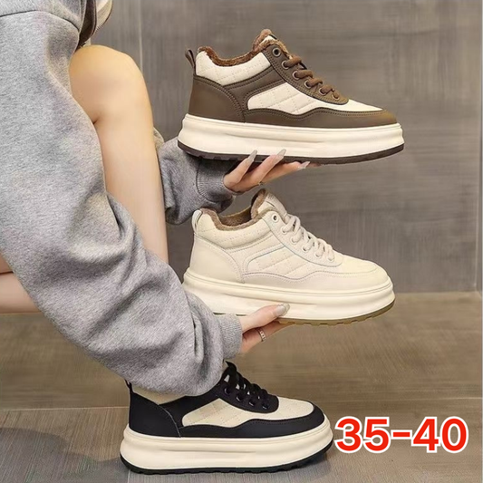 🏆Botas de invierno para mujer (tallas 35-40) con forro polar, versátiles, suela gruesa, alta, cálida y suave de algodón.