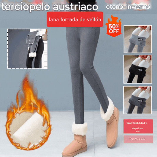 🌈🌟🔥【M-3XL】Abrigo confeccionado con cálido terciopelo de lana merina engrosado, con leggings de terciopelo austriaco para otoño e invierno.