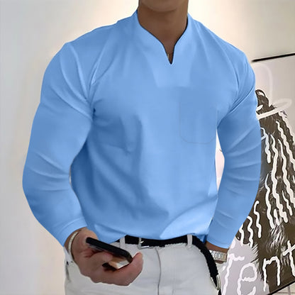 🔥【S-5XL】Camiseta de algodón elástico con cuello en V para hombre