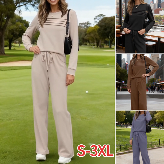 💥【🥇Gran oferta：Top + Pantalones】🔥【S-3XL】Ropa de mujer moderna e informal, camiseta y pantalones de manga larga de algodón puro de alta calidad.