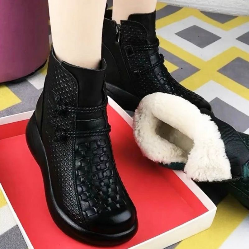 💥💥[Artículo más vendido] Botas de cuero genuino elegantes y cálidas para mujer en invierno, con diseño de cremallera lateral.