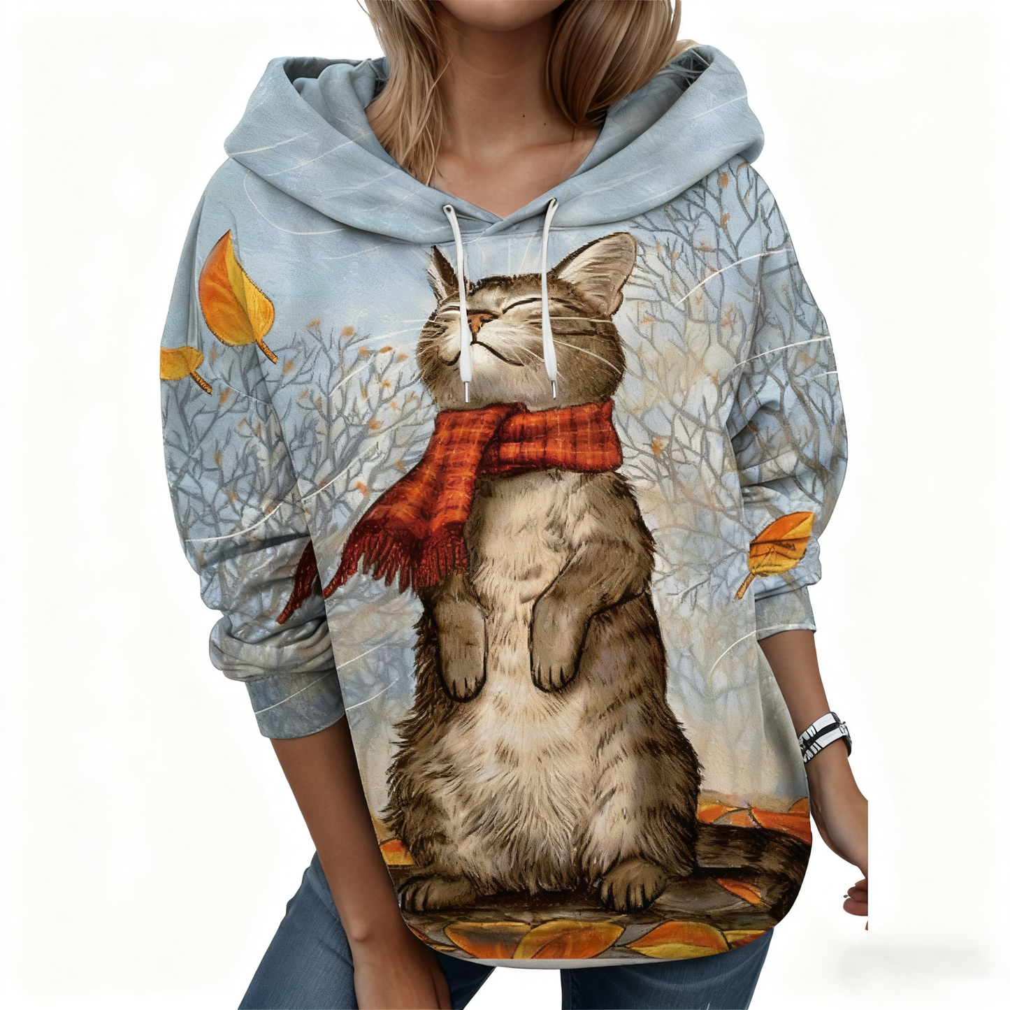 🐱【S-6XL】Nueva camiseta de invierno para mujer, lindo estampado de gato