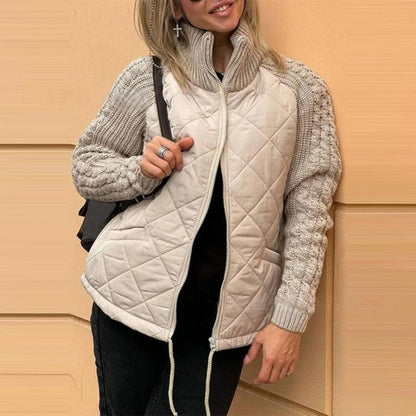 🔥【Último día 50% de descuento】🔥Chaqueta de punto de patchwork para mujer, cálida y acogedora para el invierno.