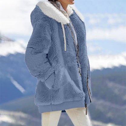 Abrigo largo de polar para mujer para otoño e invierno.